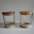 wooden top and wooden bottom glass candle jar